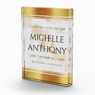 Bloc Photo Élégant 3ème anniversaire de Mariage en cuir