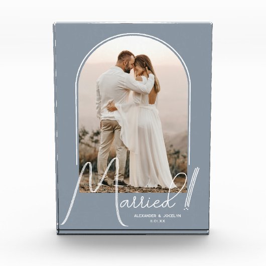 Bloc Photo Elégant Arc Dusty Mariage bleu (Devant)