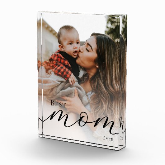Bloc Photo Elegant Black Script Simple Custom Best Mom Ever (Droite)