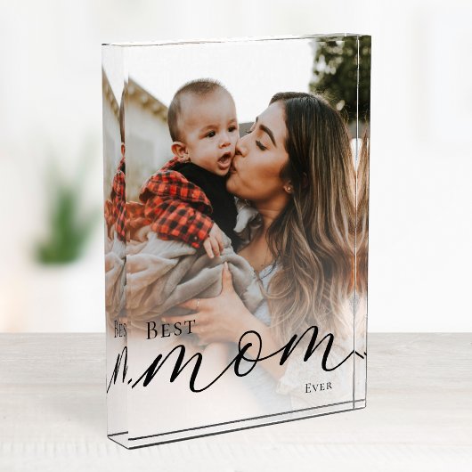 Bloc Photo Elegant Black Script Simple Custom Best Mom Ever
