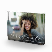 Bloc Photo Élégant blanc Script Graduation moderne (Droite)