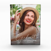 Bloc Photo Élégant blanc Script Graduation moderne (Devant)