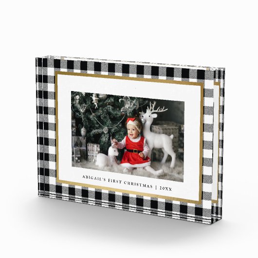 Bloc Photo Élégant Buffle Blanc Plaid Fête Personnalisée (Droite)