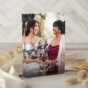 Bloc Photo Elégant coeur d'or mère de la mariée Keepsaké