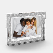 Bloc Photo Élégant Gris Nordic Snowflake Motif Noël (Gauche)