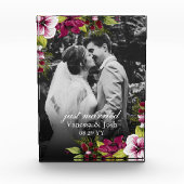 Bloc Photo Élégant Juste Marié Magenta Green Mariage Floral (Devant)