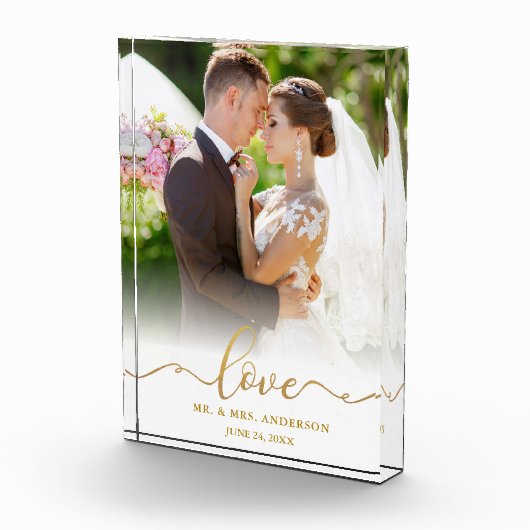 Bloc Photo Elegant Love Gold Script Mr et Mrs Mariage (Droite)