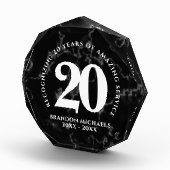 Bloc Photo Élégant Marbre Noir 20 Anniversaire du travail (Droite)