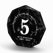 Bloc Photo Élégant marbre noir 5 ans de travail Anniversaire (Droite)