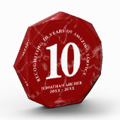 Bloc Photo Élégant marbre rouge 10 ans de travail Anniversair (Gauche)
