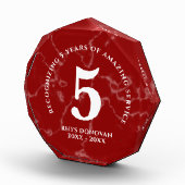Bloc Photo Élégant marbre rouge 5 ans de travail Anniversaire (Droite)