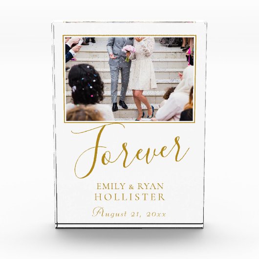 Bloc Photo Élégant Mariage de script doré (Devant)