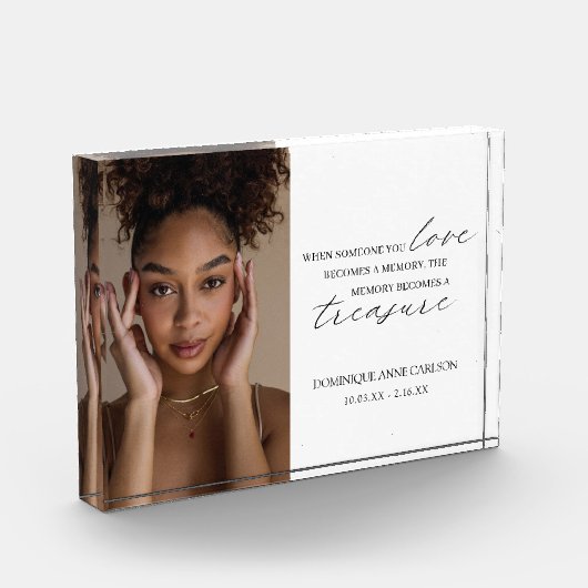 Bloc Photo Élégant Mémorial de deuil simple (Gauche)