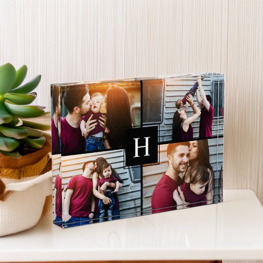 Bloc Photo Élégant Monogramme Photo Collage