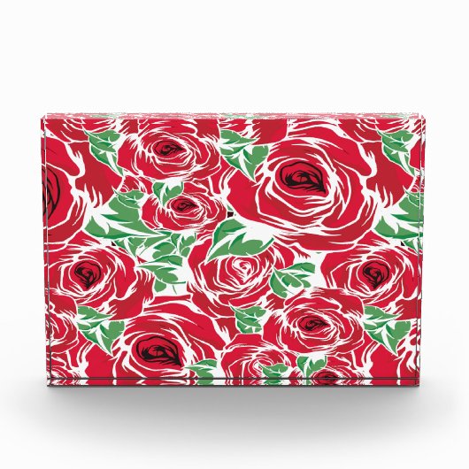 Bloc Photo Elégant Motif Rose Vintage - Rouge & Vert Floral (Devant)