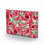 Bloc Photo Elégant Motif Rose Vintage - Rouge & Vert Floral (Droite)
