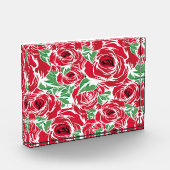 Bloc Photo Elégant Motif Rose Vintage - Rouge & Vert Floral (Gauche)