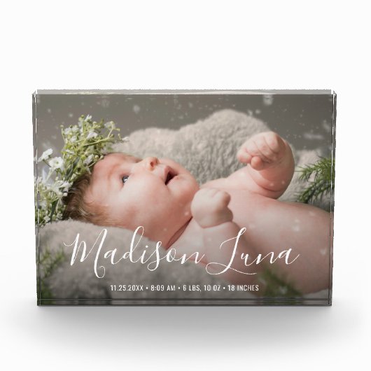 Bloc Photo Élégant Naissance Fille Naissance Nourriture Nouve (Devant)