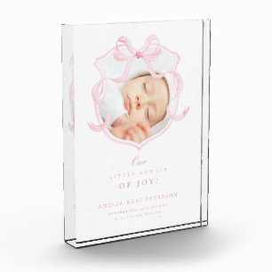 Bloc Photo Élégant Pink Bow Photo Baby Girl Acrylique Bloc