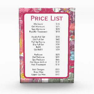 Bloc Photo Elégant rose Floral Beauté Salon Menu Poster