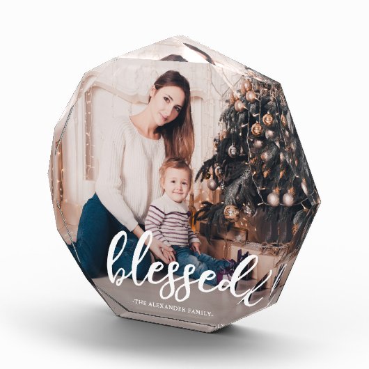 Bloc Photo Élégant script béni avec nom photo (Droite)