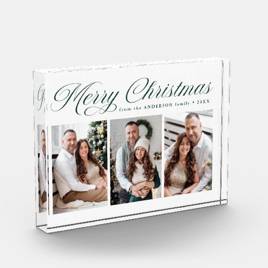 Bloc Photo Élégant script de calligraphie verte Joyeux Noël 3 (Gauche)