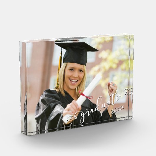 Bloc Photo Élégant Script Graduate 20xx Horizontal (Gauche)