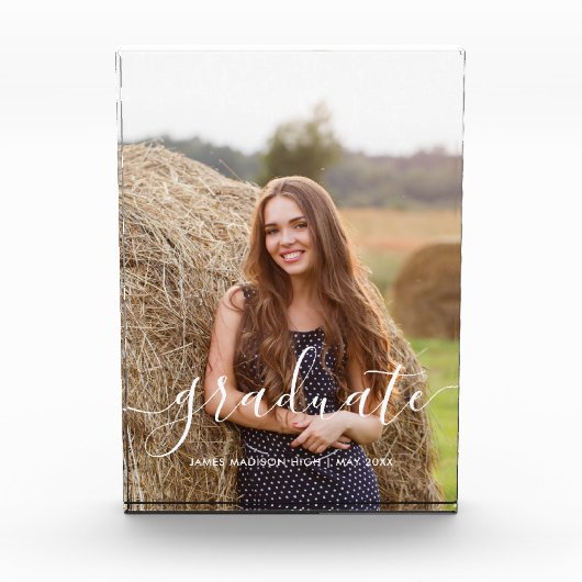 Bloc Photo Élégant script "Graduate" personnalisé (Devant)