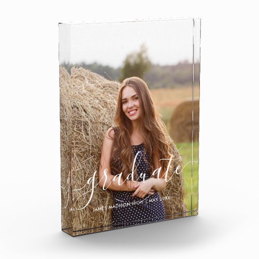 Bloc Photo Élégant script "Graduate" personnalisé (Gauche)