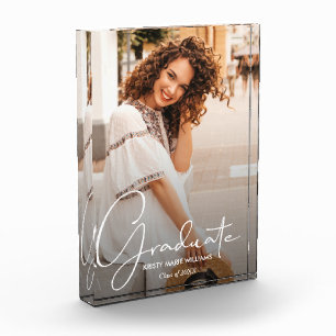 Bloc Photo Élégant Script Graduation Moderne