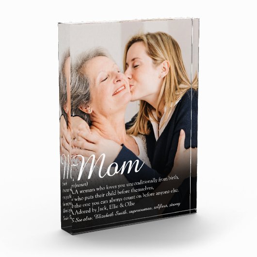 Bloc Photo Élégant script Maman Définition Citation Photo (Gauche)