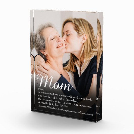 Bloc Photo Élégant script Maman Définition Citation Photo (Droite)