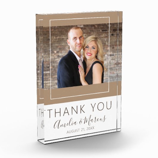 Bloc Photo Élégant Script Merci Mariage Favor Keepsaké (Gauche)