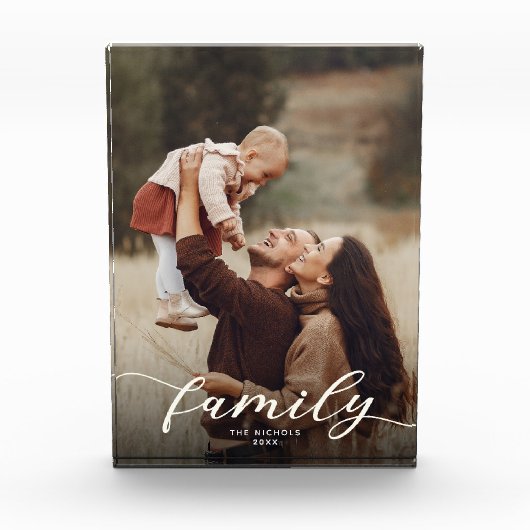 Bloc Photo Élégant Script moderne Custom Family Keepsaké (Devant)