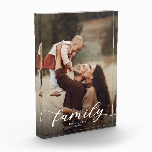 Bloc Photo Élégant Script moderne Custom Family Keepsaké (Gauche)