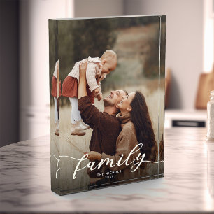 Bloc Photo Élégant Script moderne Custom Family Keepsaké