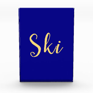 Bloc Photo Élégant SKI Texte Colorful Royal Blue Arrière - pl