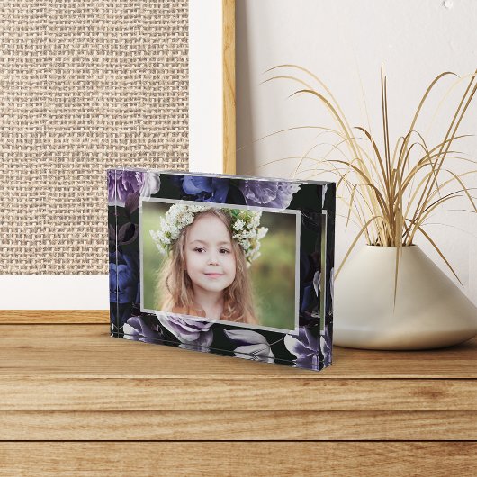 Bloc Photo Élégant violet foncé floral