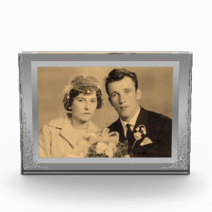 Bloc Photo Elégante bordure argent image personnalisée