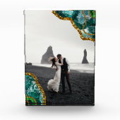 Bloc Photo Emerald Green Gold Agate Geode Mariage Photo (Devant)