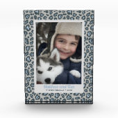 Bloc Photo Empreinte de léopard moderne bleu gris photo perso (Devant)