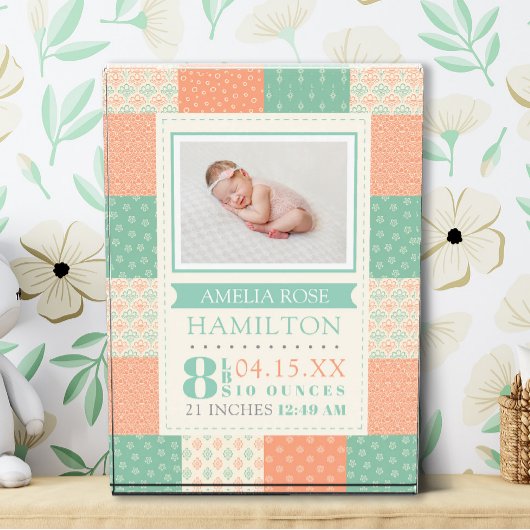 Bloc Photo en Verre Naissance de Bébé