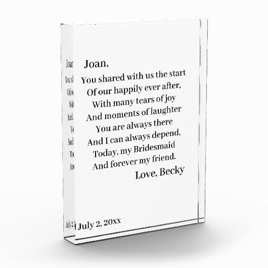 Bloc Photo Épouse personnalisée (Gauche)