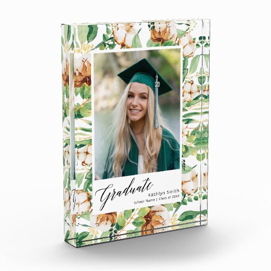 Bloc Photo Eucalyptus Floral Verdure Script Graduation (Gauche)
