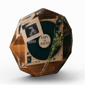 Bloc Photo Faire-part de grossesse du lecteur de vinyle vinta (Gauche)