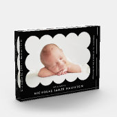 Bloc Photo Faire-part de naissance à bascule moderne noir (Gauche)