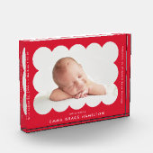 Bloc Photo Faire-part de naissance à bascule rouge moderne (Gauche)