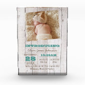 Bloc Photo Faire-part de naissance bleu blanc (Devant)