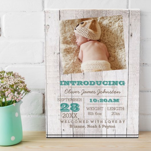 Bloc Photo Faire-part de naissance bleu blanc