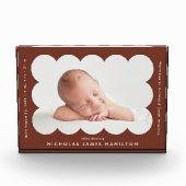 Bloc Photo Faire-part de naissance Brown moderne à écharpe (Devant)